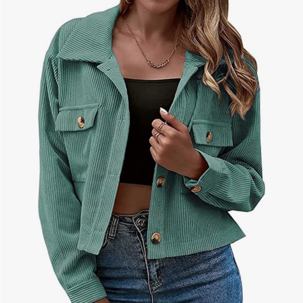 Women's Green Corduroy Shacket XS